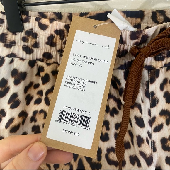 Niyama Sol NWT Yoga Workout Drawstring Sport Shorts Cheetah Animal Print XS - Picture 3 of 7